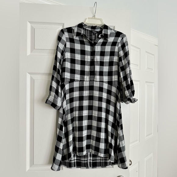 Express - White & Black Plaid Checkered Dress - Size: XS - NWT - Picture 2 of 10